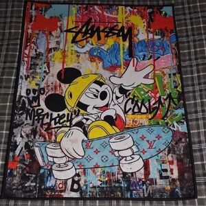 Mickey Mouse Character Skateboard Tapestry rug.